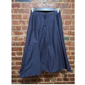 Uniqlo-  Navy Polka Dot A Line Midi Skirt-  Size L